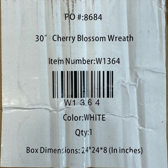 Cherry Blossom Wreath 30” White New - Picture 8 of 8